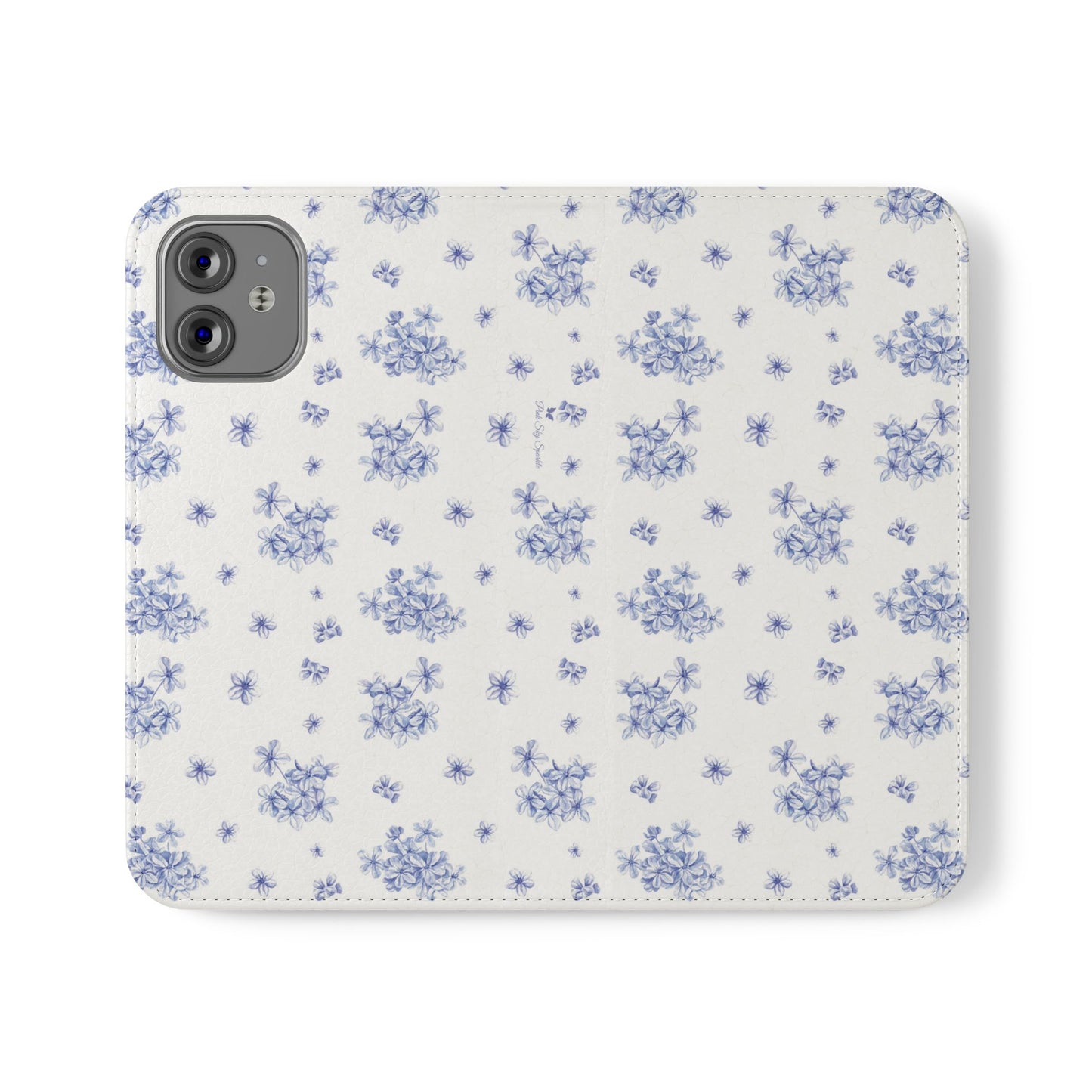 Blue Bloom Wallet Flip Case for iPhone