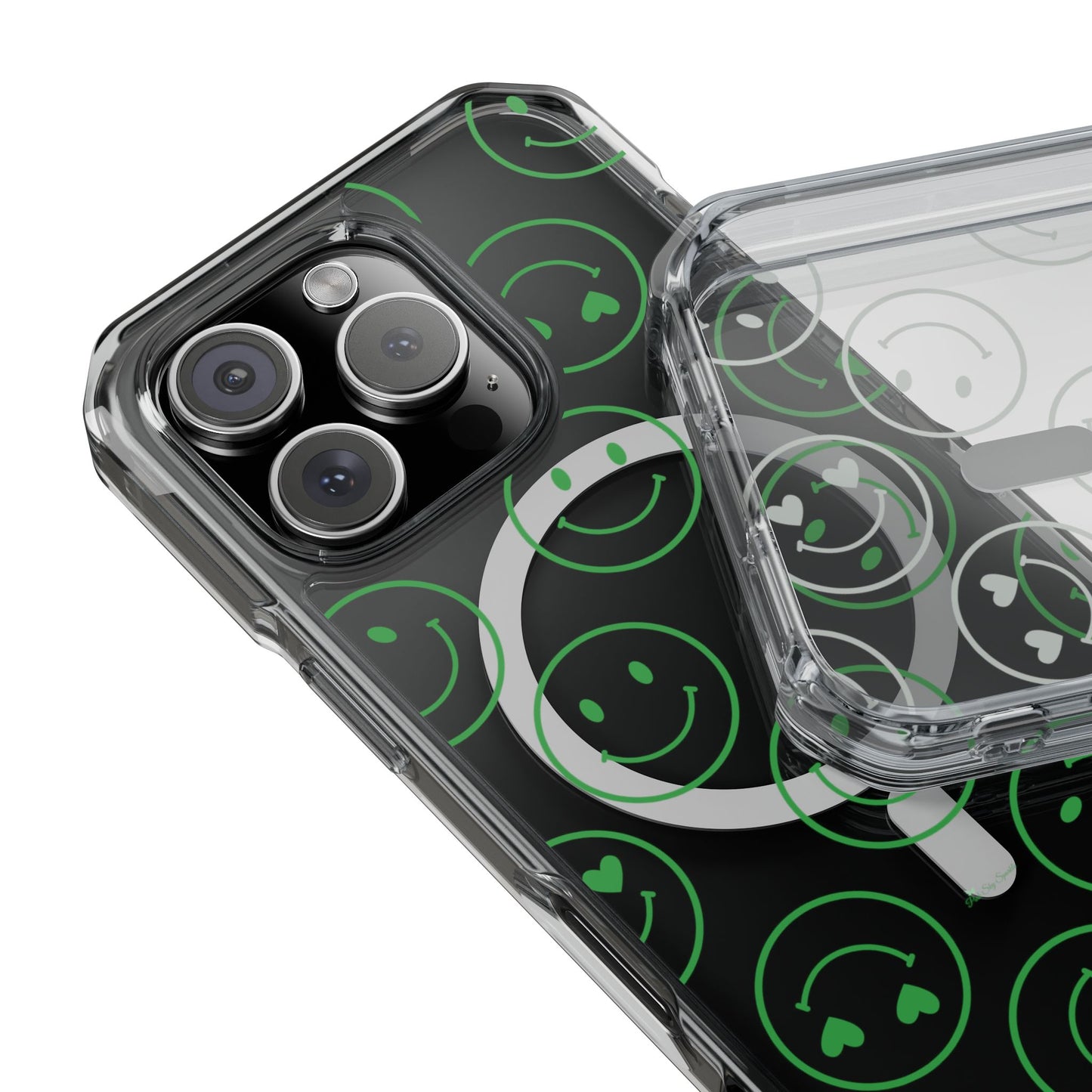 Green Smilies Magnetic Clear Impact iPhone Case