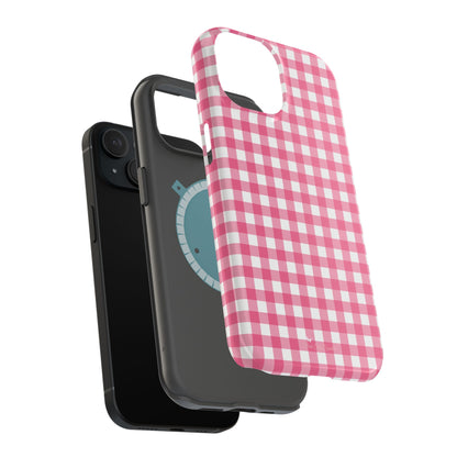 Dark Pink Gingham Magnetic iPhone Case