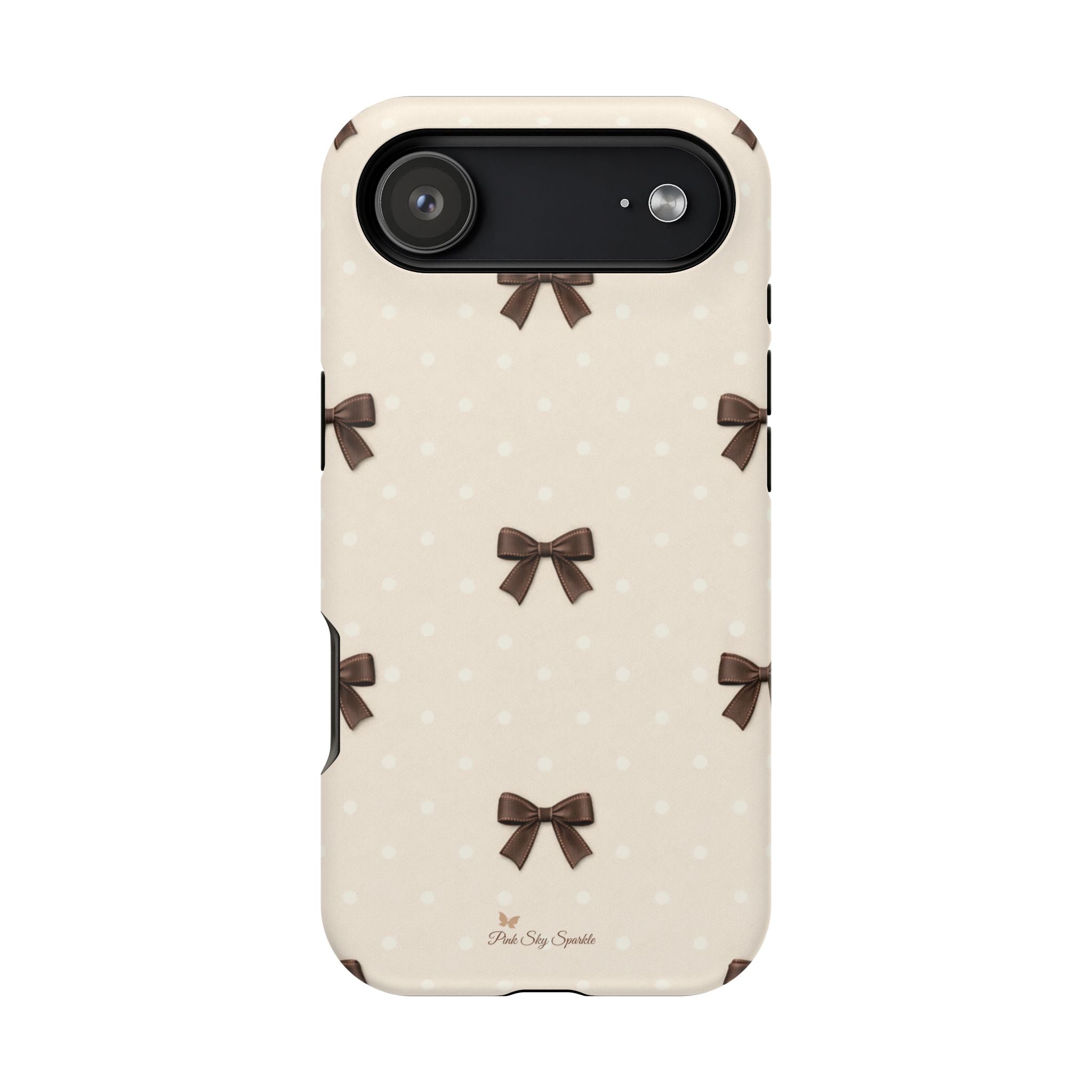 Café Crème Bows MagSafe-Compatible Magnetic iPhone Case