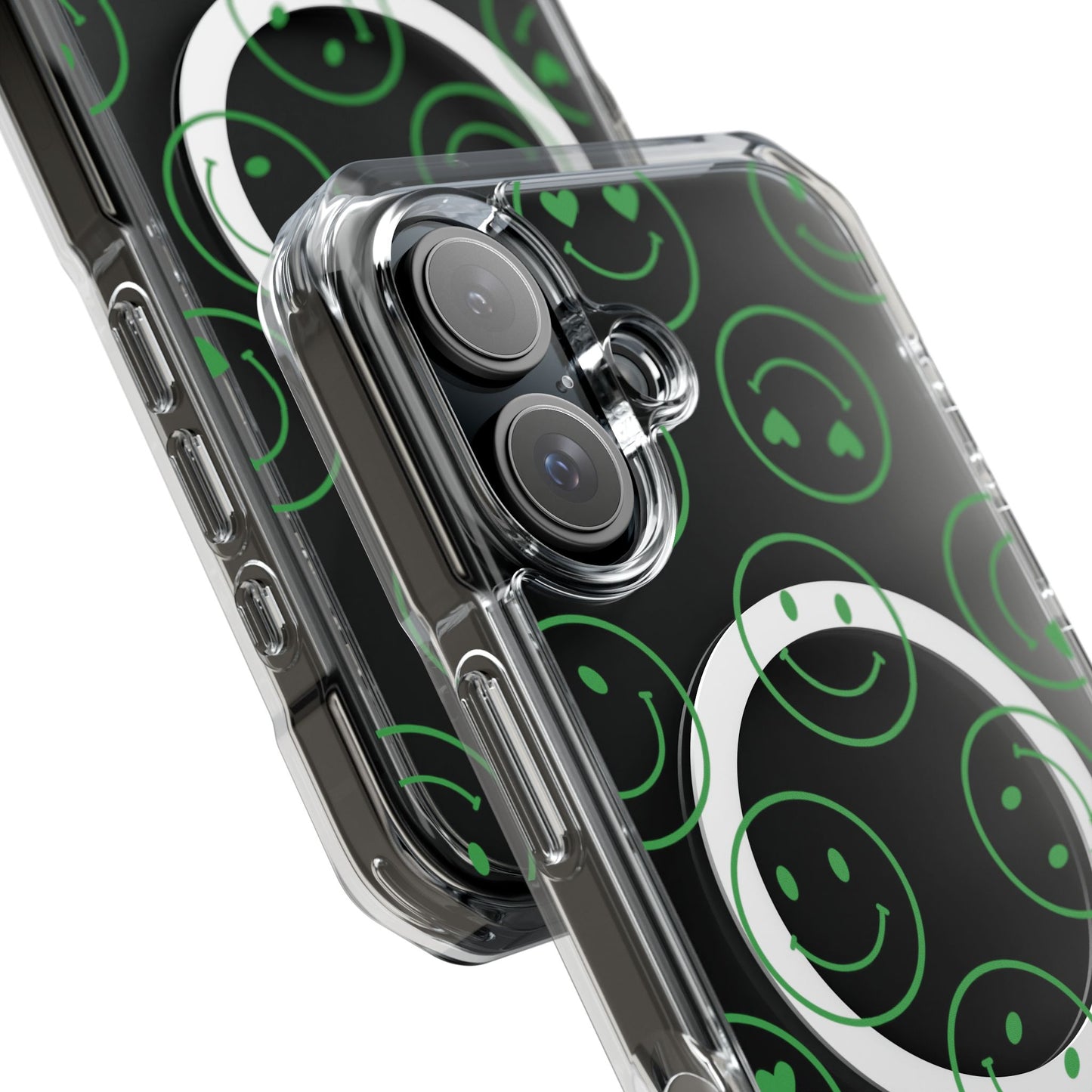 Green Smilies Magnetic Clear Impact iPhone Case