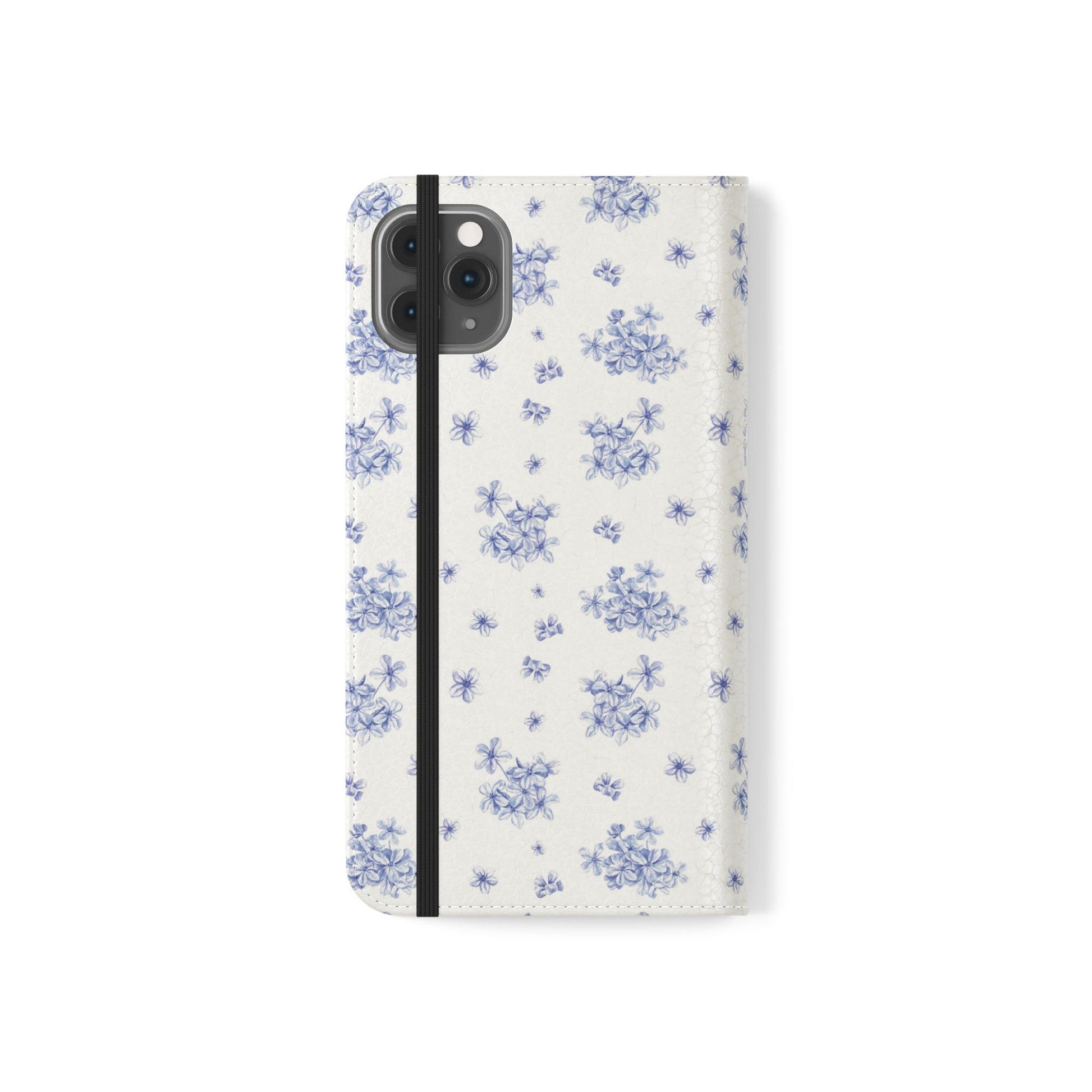 Blue Bloom Wallet Flip Case for iPhone