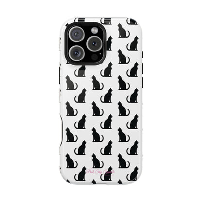 Coque magnétique robuste pour iPhone Motif chat noir