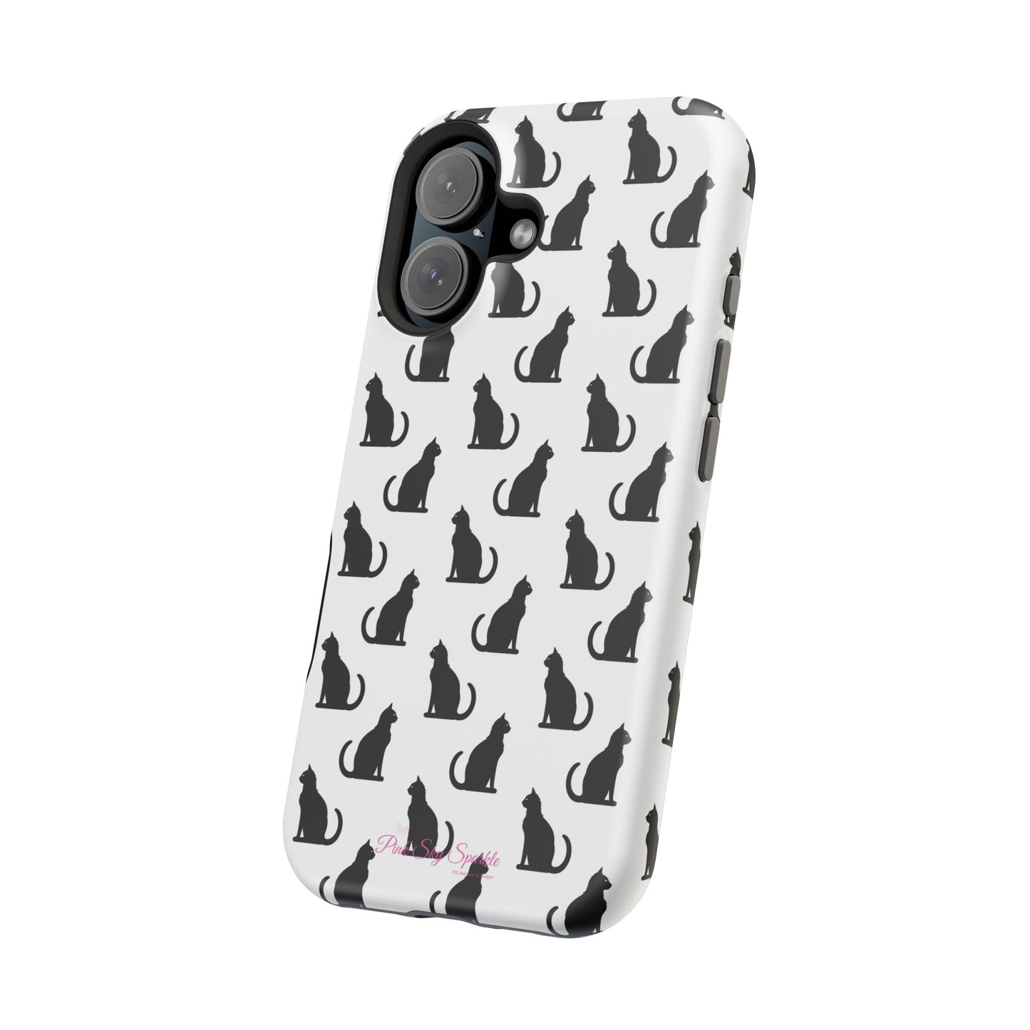 Coque magnétique robuste pour iPhone Motif chat noir