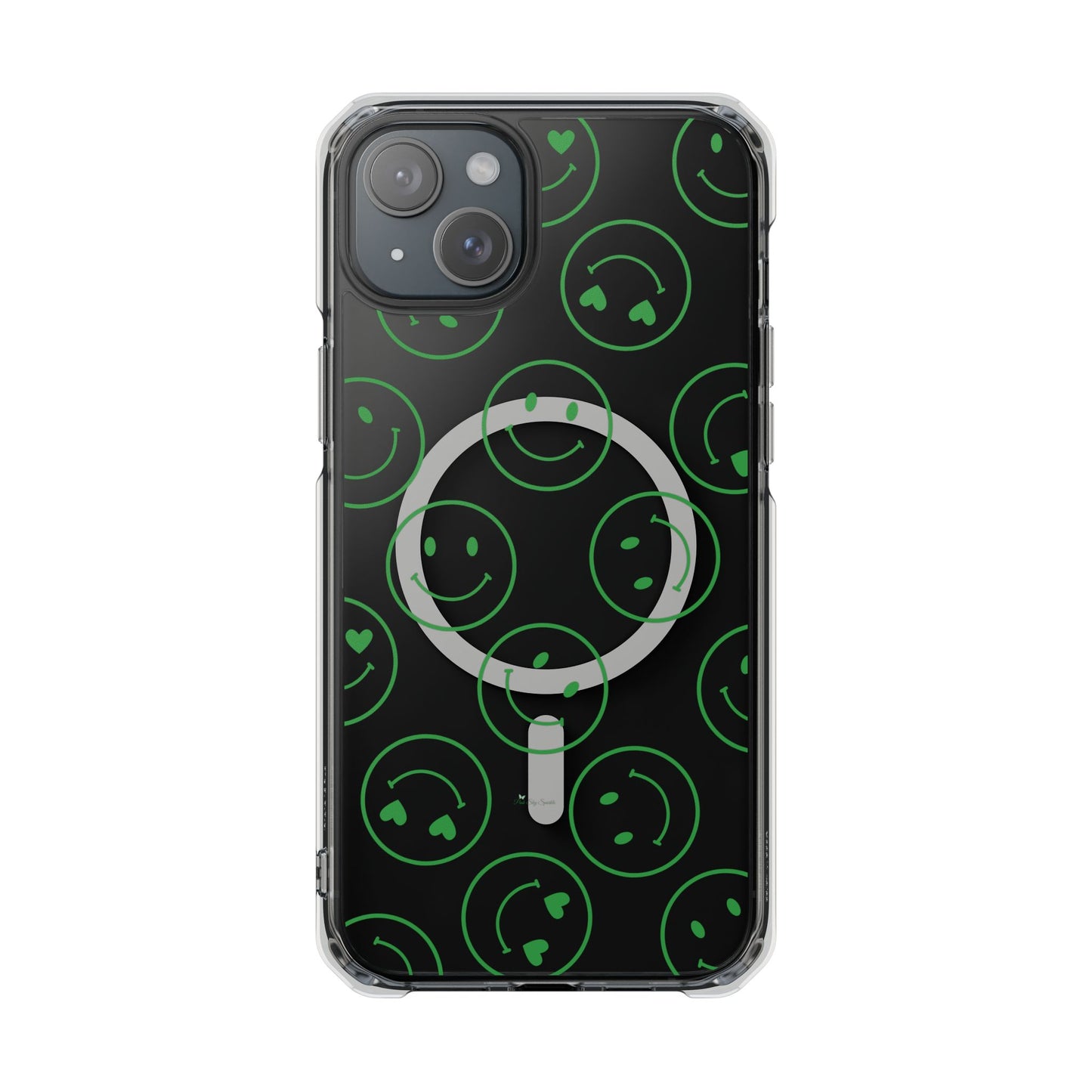 Green Smilies Magnetic Clear Impact iPhone Case