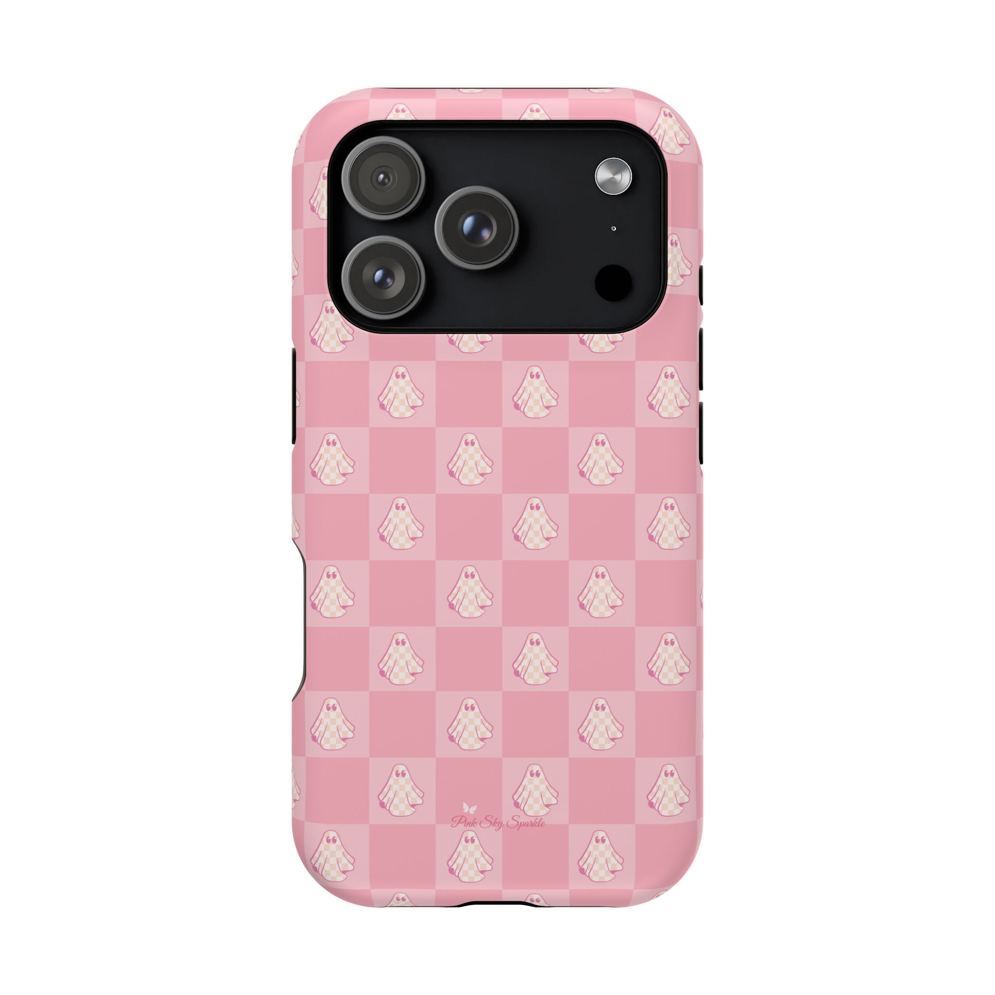 Pink Checkered Ghost Magnetic iPhone Case
