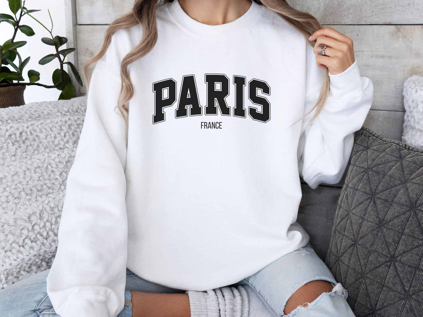 París, Francia Sudadera unisex con cuello redondo