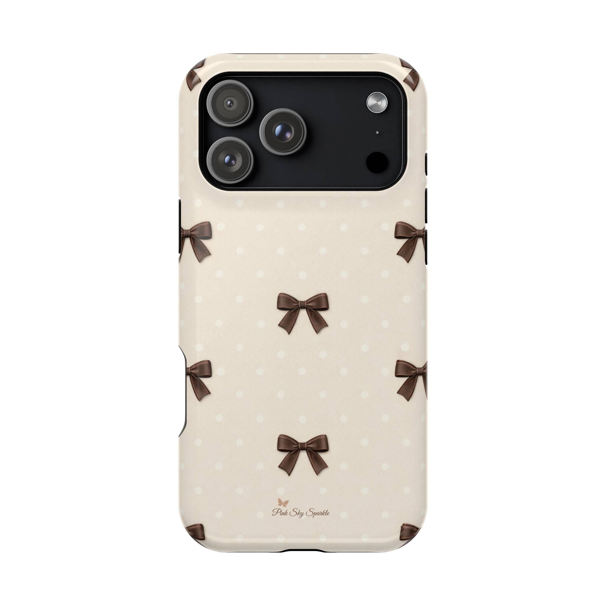 Café Crème Bows MagSafe-Compatible Magnetic iPhone Case