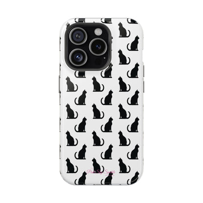 Coque magnétique robuste pour iPhone Motif chat noir