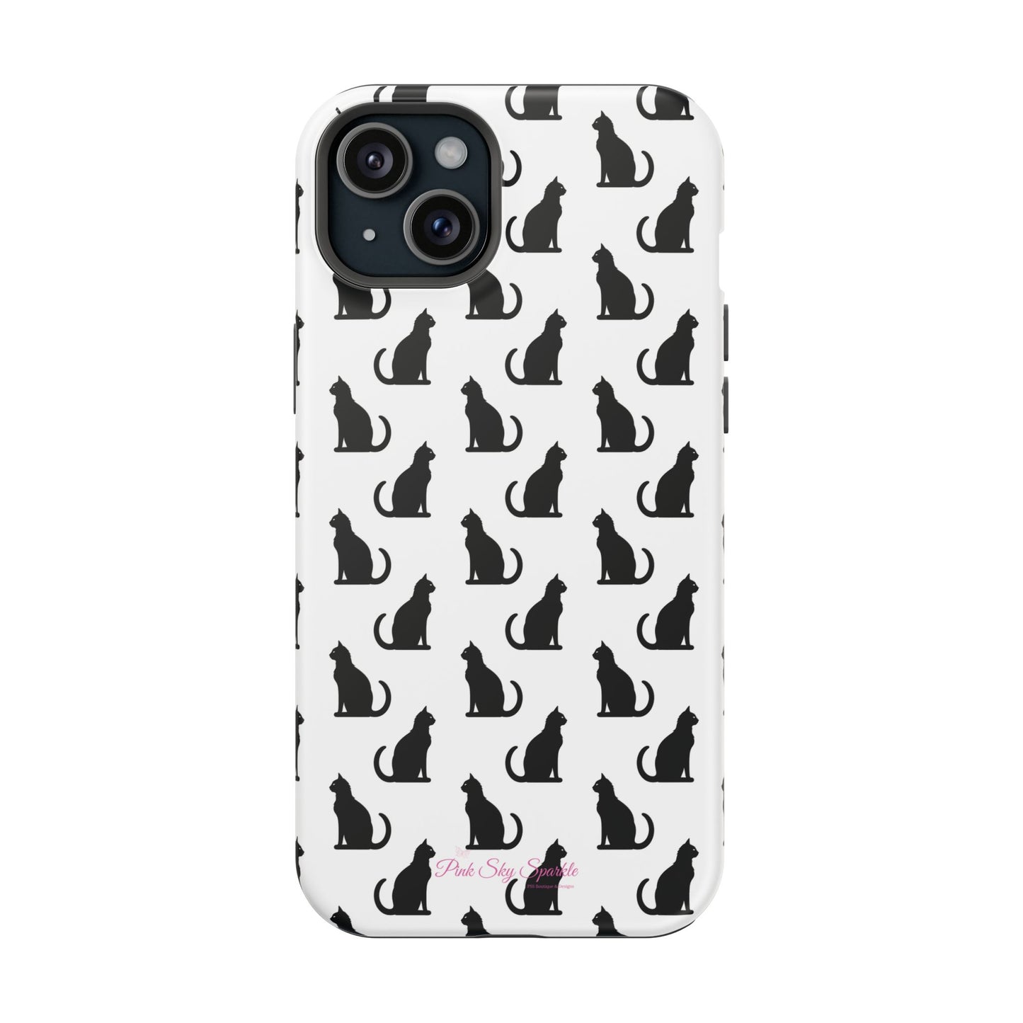 Coque magnétique robuste pour iPhone Motif chat noir