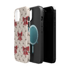Reindeer Ribbons Magnetic iPhone Case – Festive Red Bow & Reindeer Design