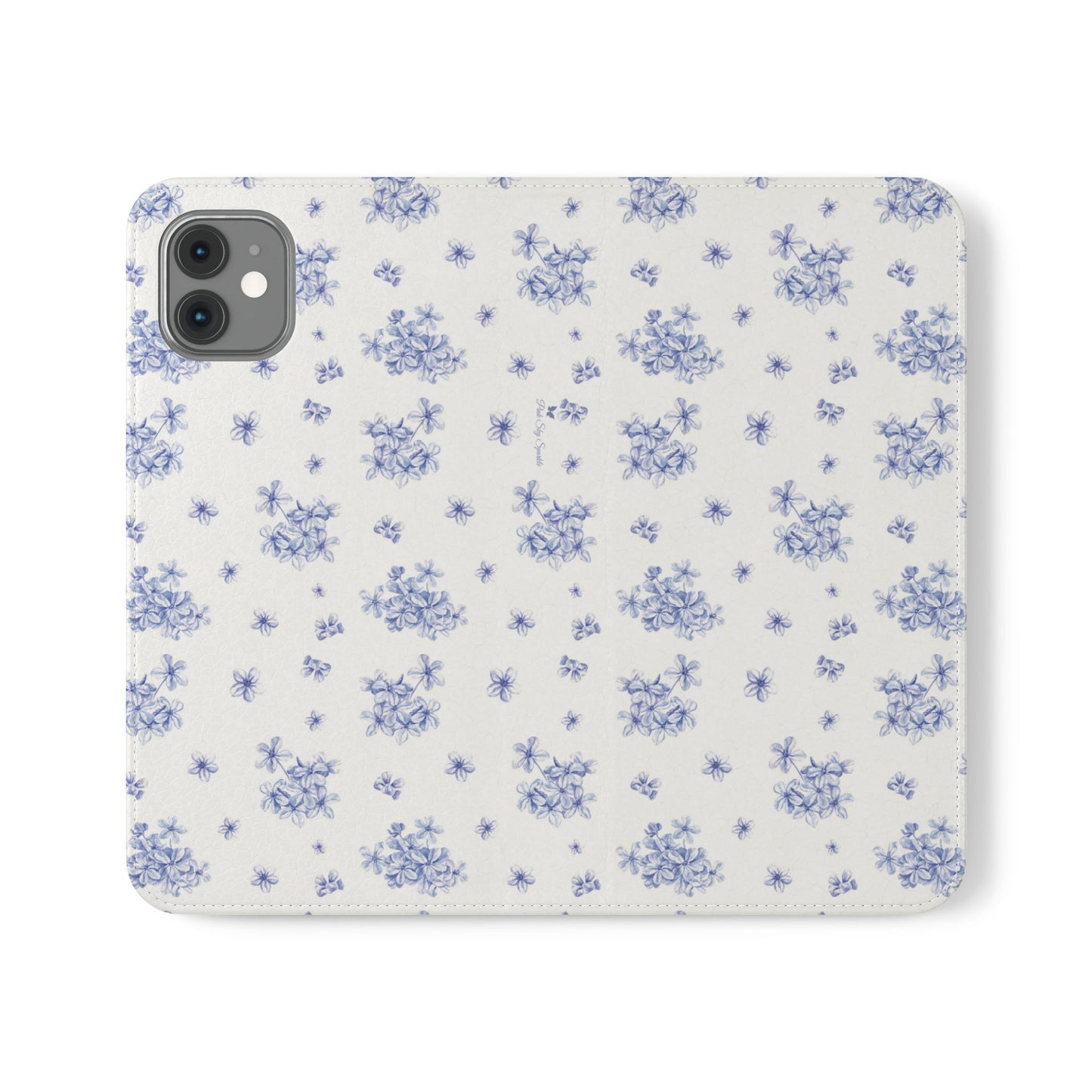 Blue Bloom Wallet Flip Case for iPhone