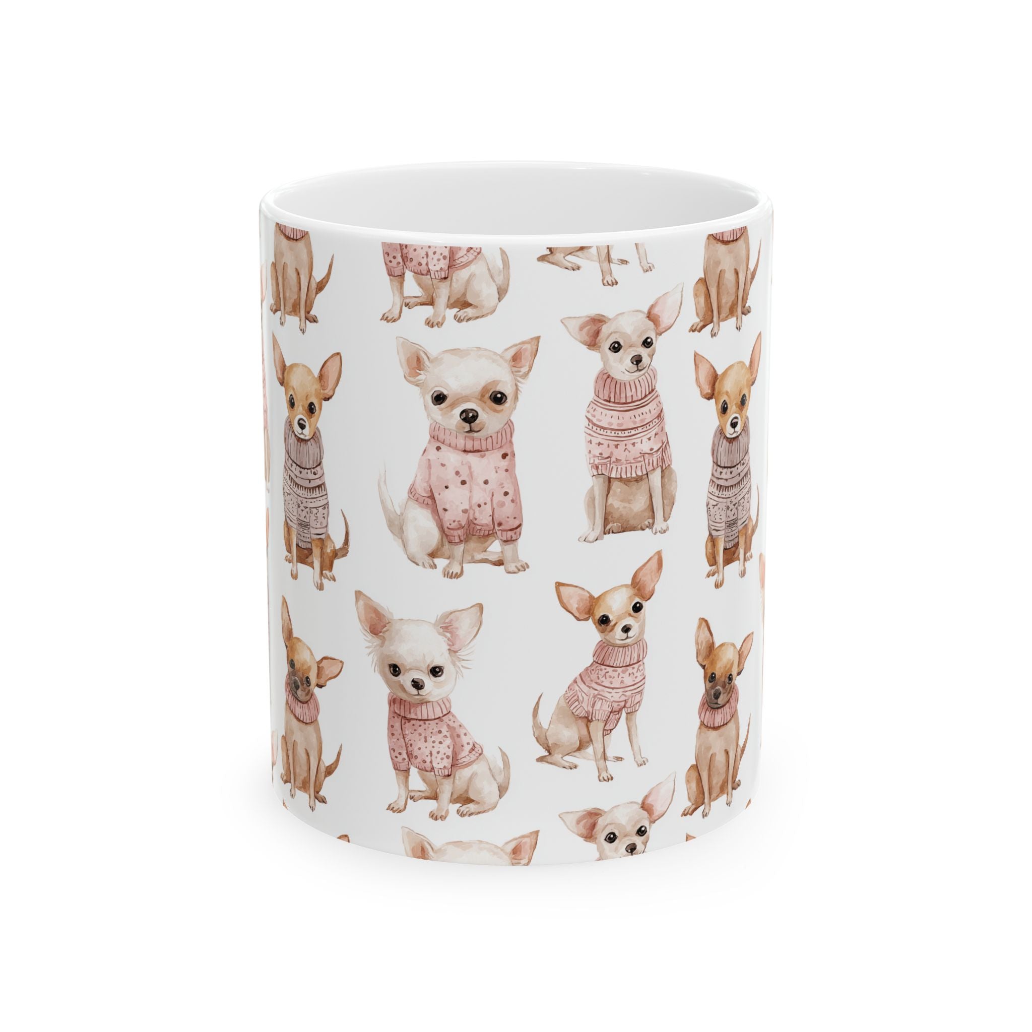 Fancy Toy Chihuahua Ceramic Mug — Cute Dogs in Sweaters 11oz & 15oz