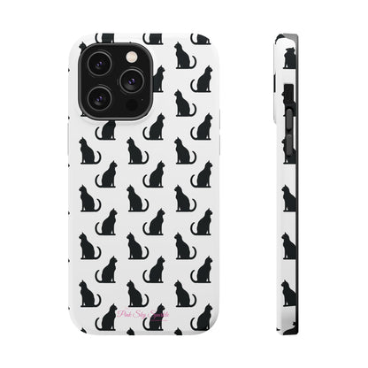 Coque magnétique robuste pour iPhone Motif chat noir