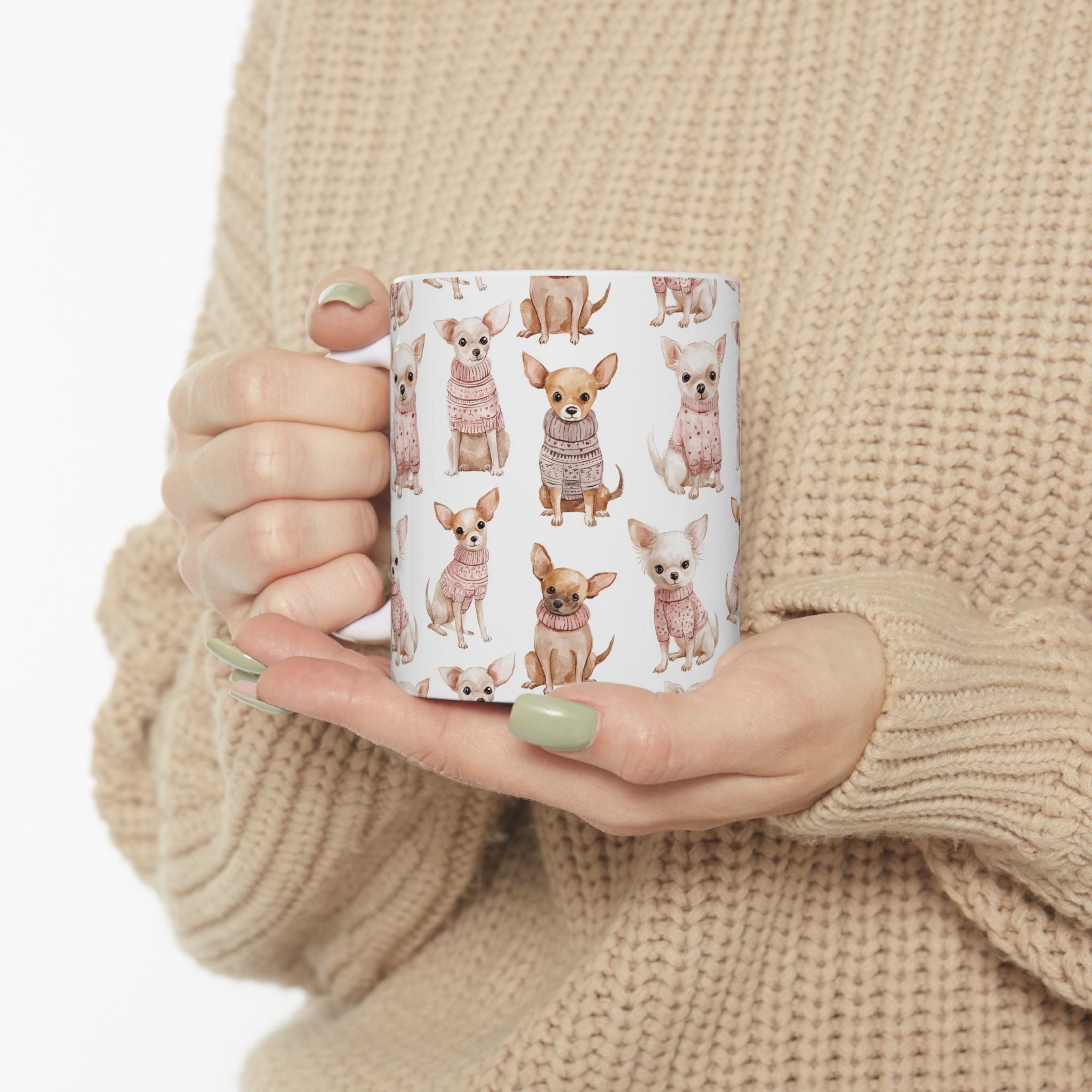 Fancy Toy Chihuahua Ceramic Mug — Cute Dogs in Sweaters 11oz & 15oz