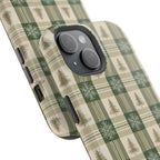 Winter Forest Magnetic iPhone Case – Green Plaid Snowflake Pattern
