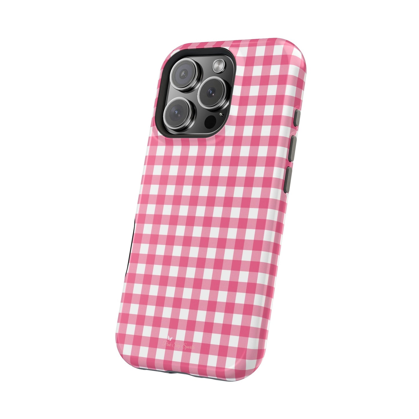 Dark Pink Gingham Magnetic iPhone Case