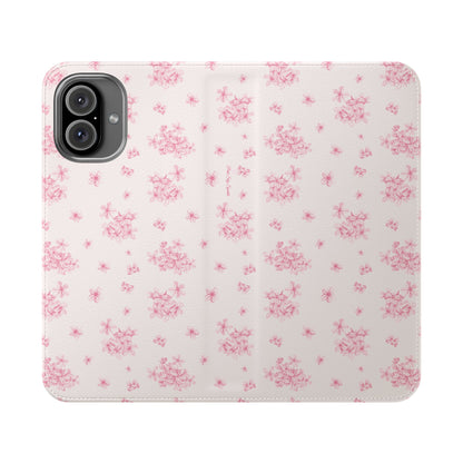 Pink Bloom Wallet Flip Case for iPhone