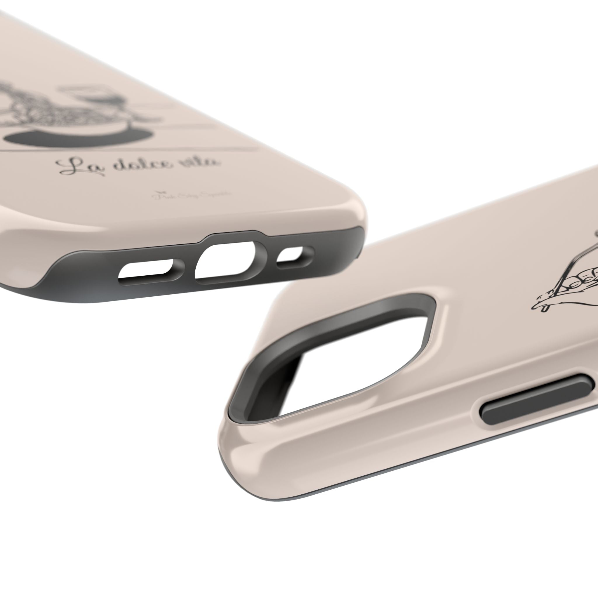 Pasta and red wine themed iphone case with La Dolce Vita in stylish font, Stylish Magnetic iPhone Case