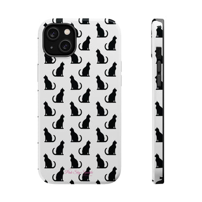 Coque magnétique robuste pour iPhone Motif chat noir