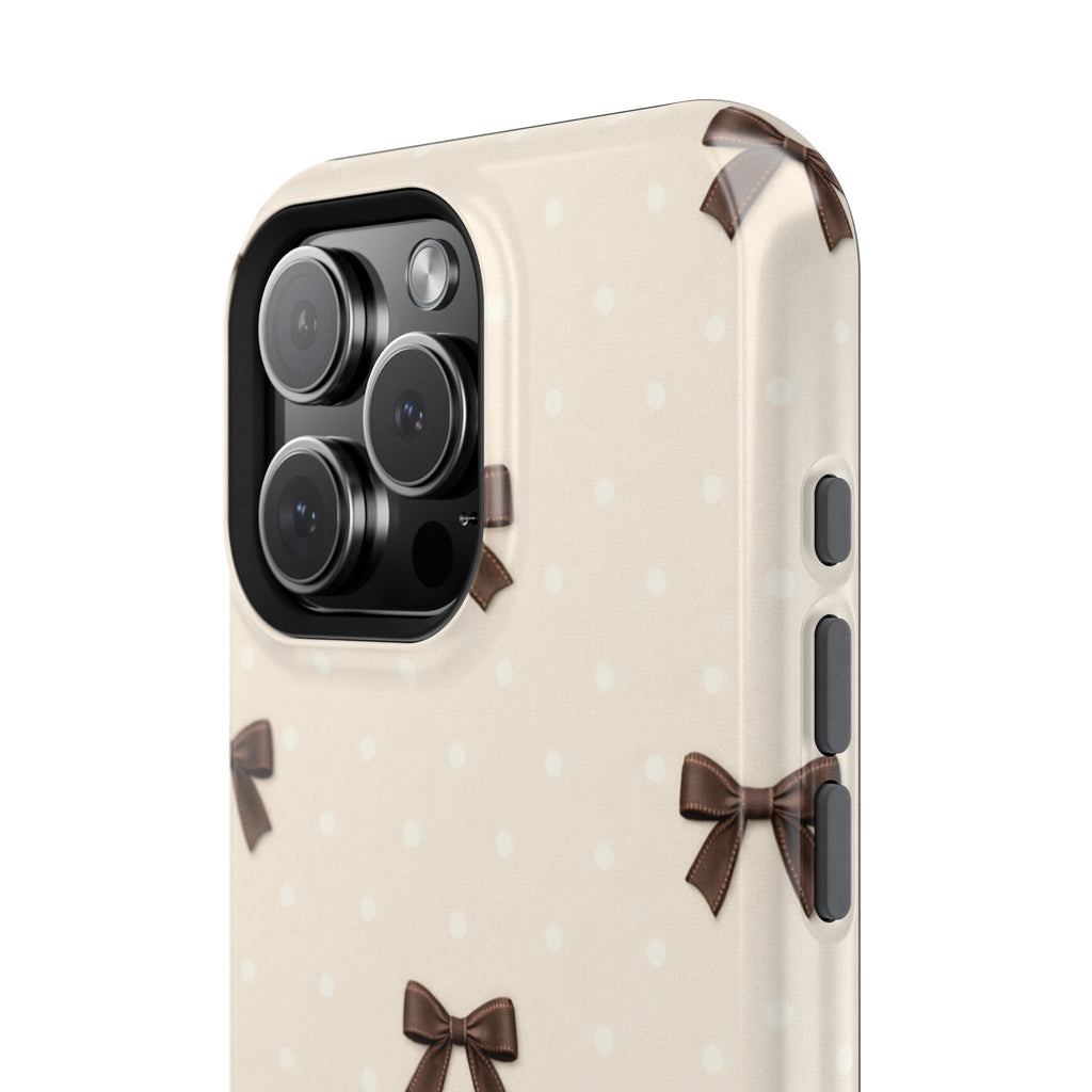 Café Crème Bows MagSafe-Compatible Magnetic iPhone Case