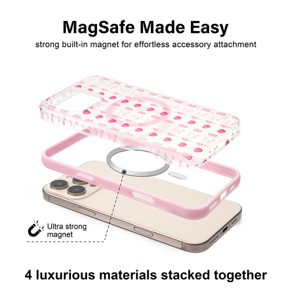 Cherry Berry Swirl Premium Clear MagSafe Case for iPhone 16 Pro Max
