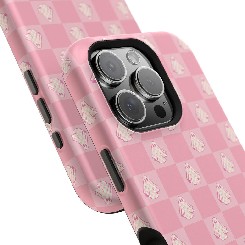 Pink Checkered Ghost Magnetic iPhone Case