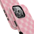 Pink Checkered Ghost Magnetic iPhone Case