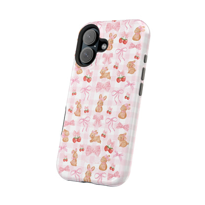 Sweet Baby Bunny Gingham Coquette Magnetic iPhone Case