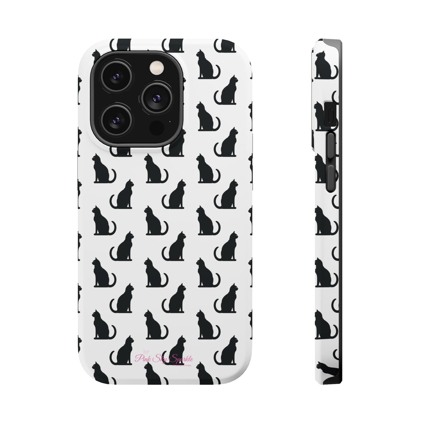 Coque magnétique robuste pour iPhone Motif chat noir