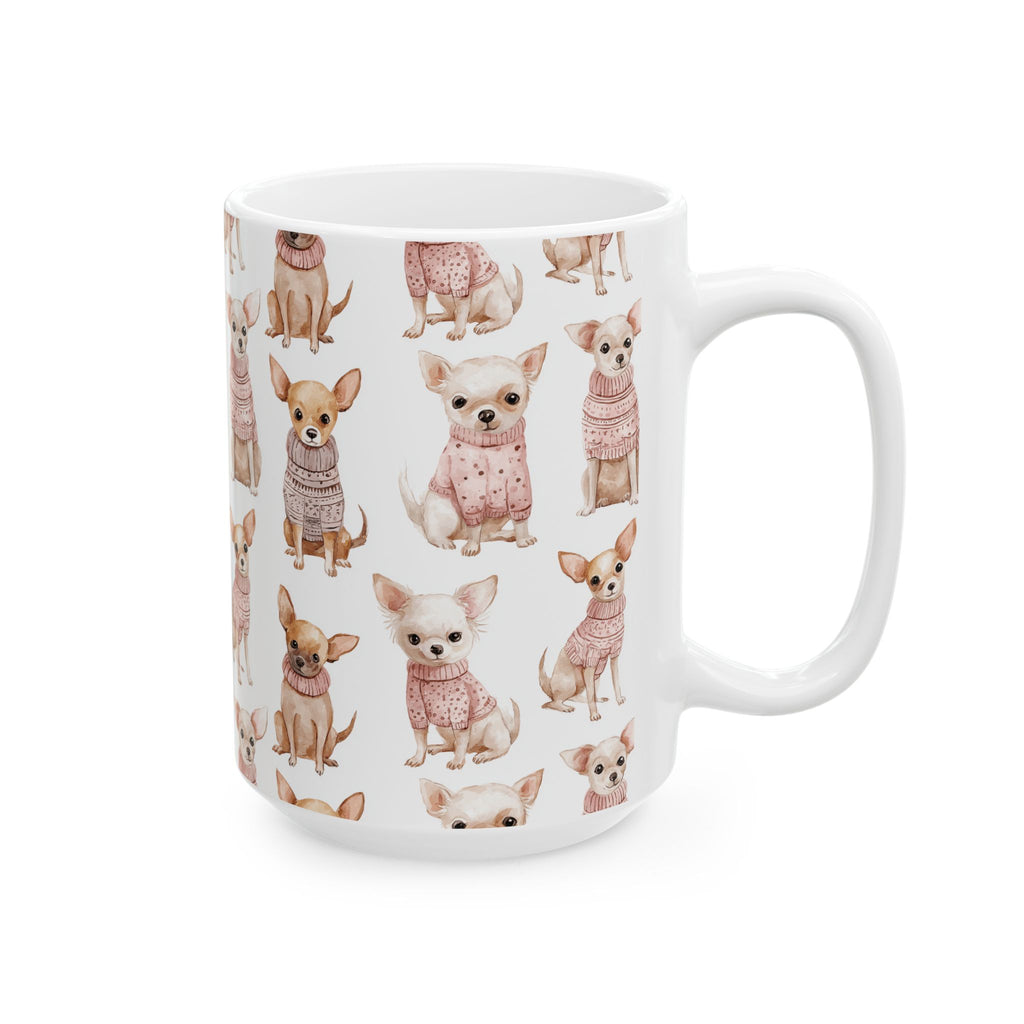 Fancy Toy Chihuahua Ceramic Mug — Cute Dogs in Sweaters 11oz & 15oz
