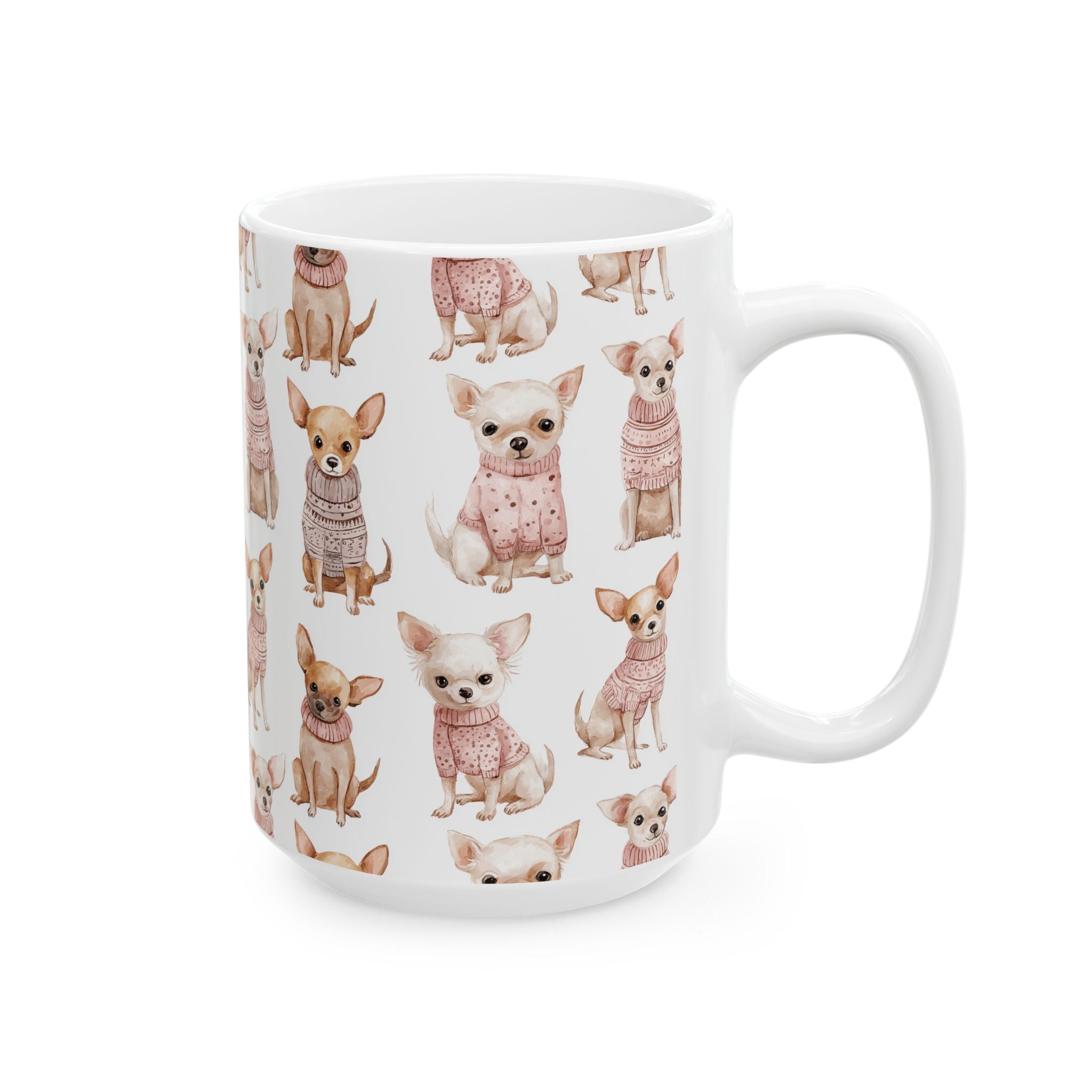 Fancy Toy Chihuahua Ceramic Mug — Cute Dogs in Sweaters 11oz & 15oz