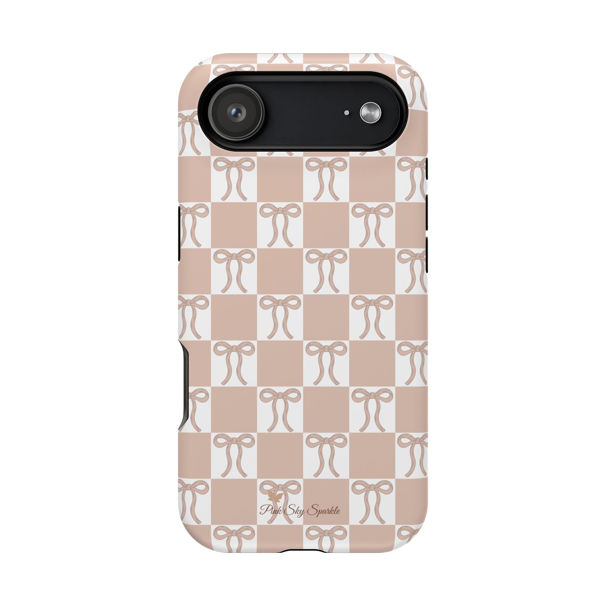 Neutral Checker Bows Magnetic iPhone Case
