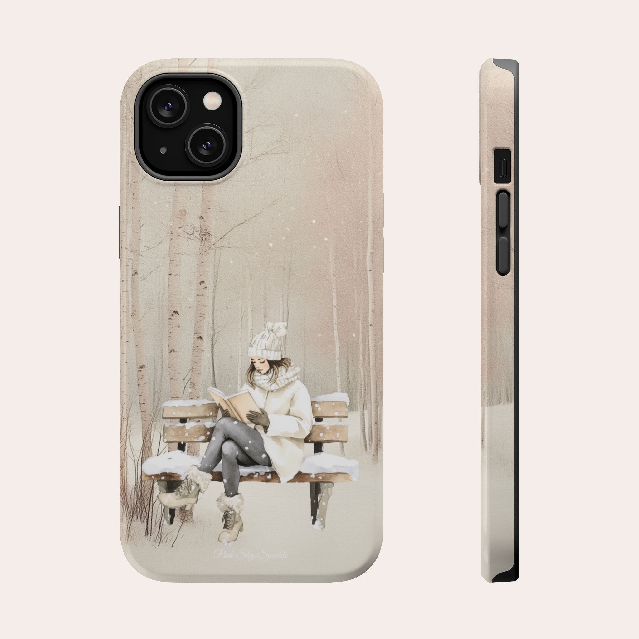 Étui magnétique pour iPhone « Lecture d'hiver »