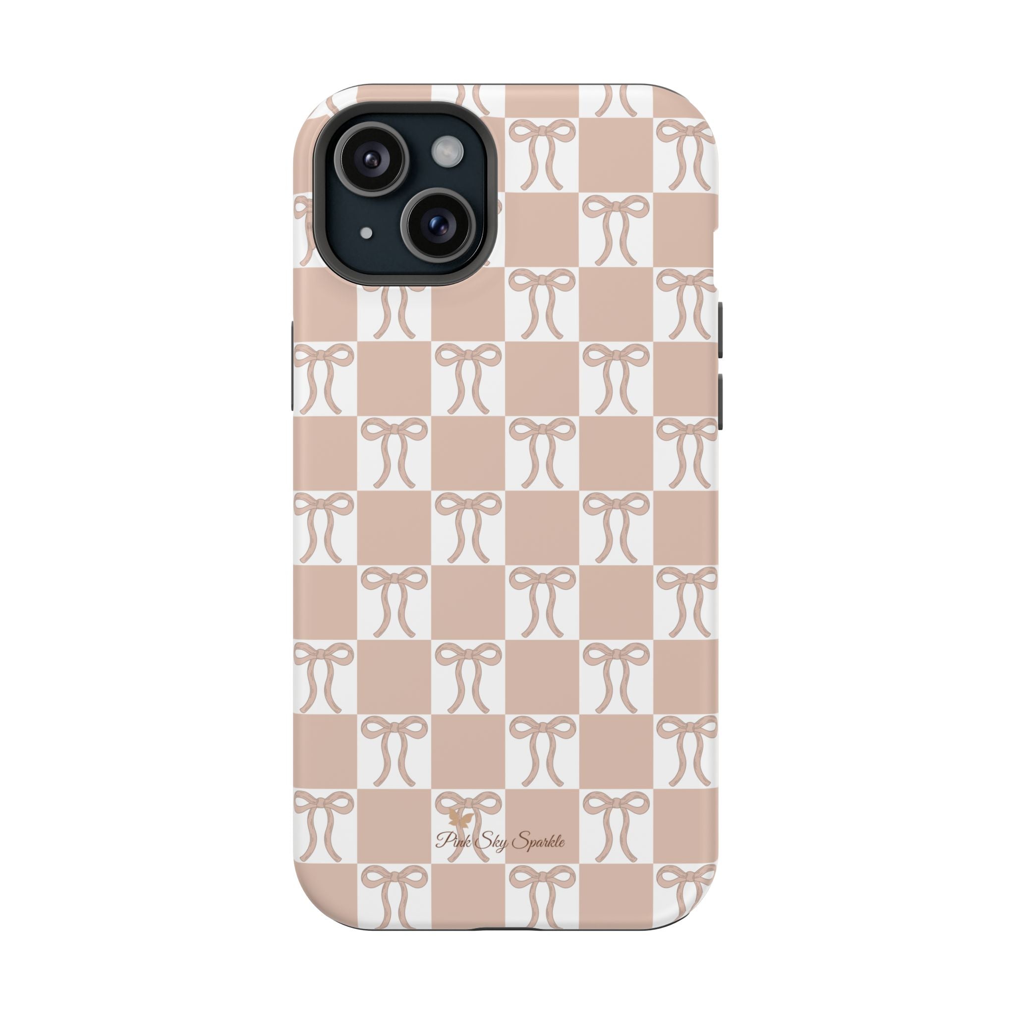 Neutral Checker Bows Magnetic iPhone Case