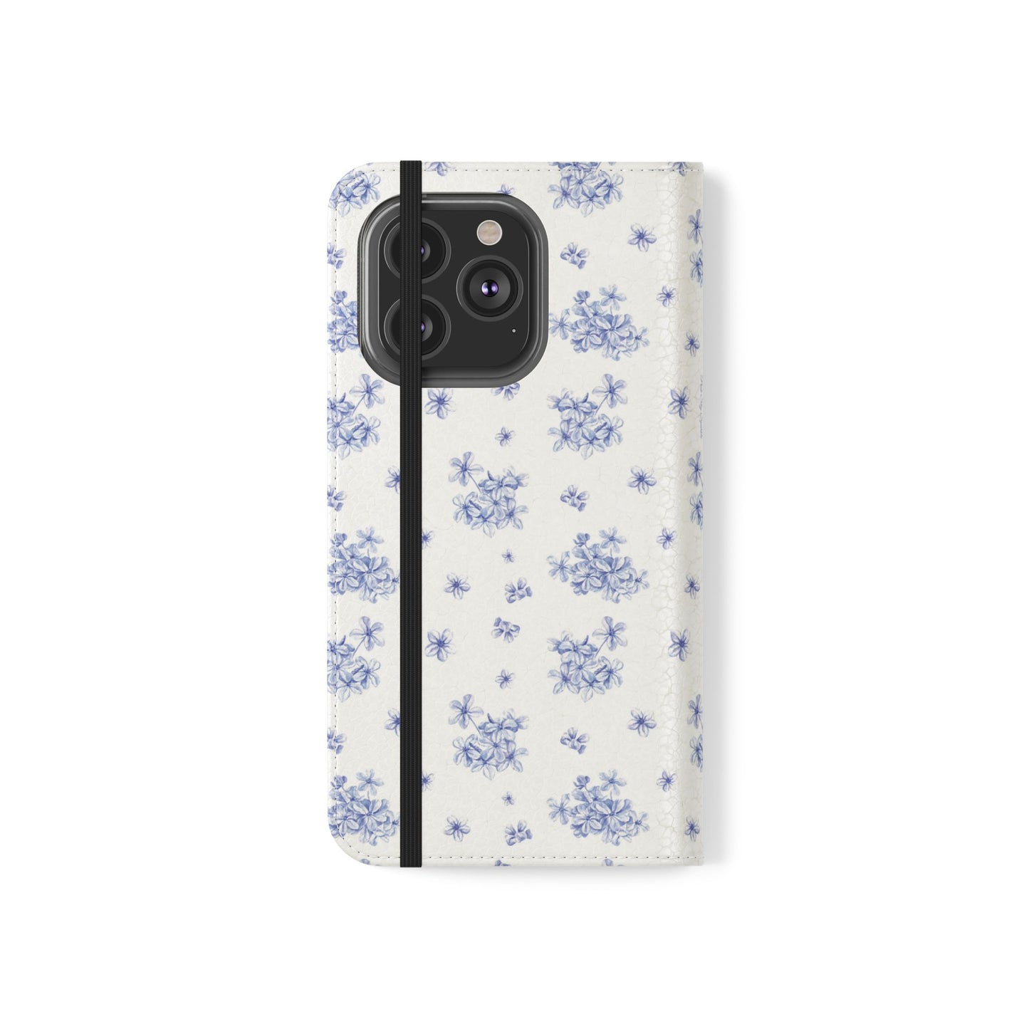 Blue Bloom Wallet Flip Case for iPhone