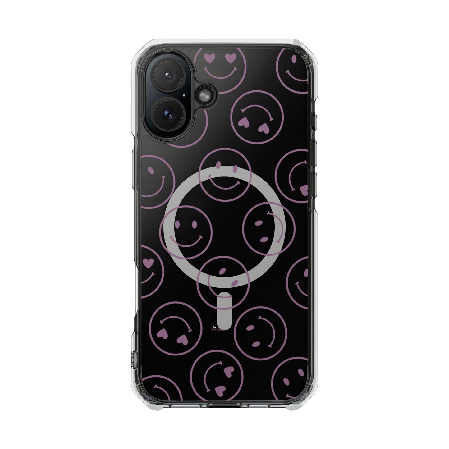 Purple Smilies Magnetic Clear Impact iPhone Case