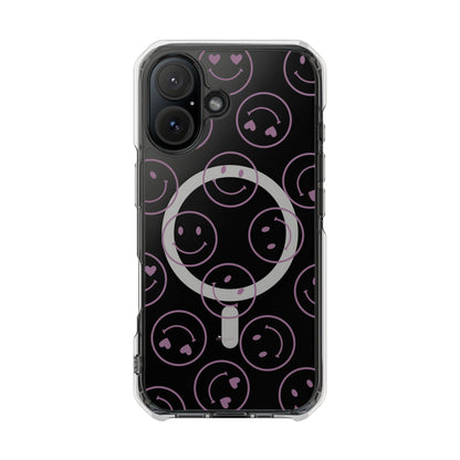 Purple Smilies Magnetic Clear Impact iPhone Case