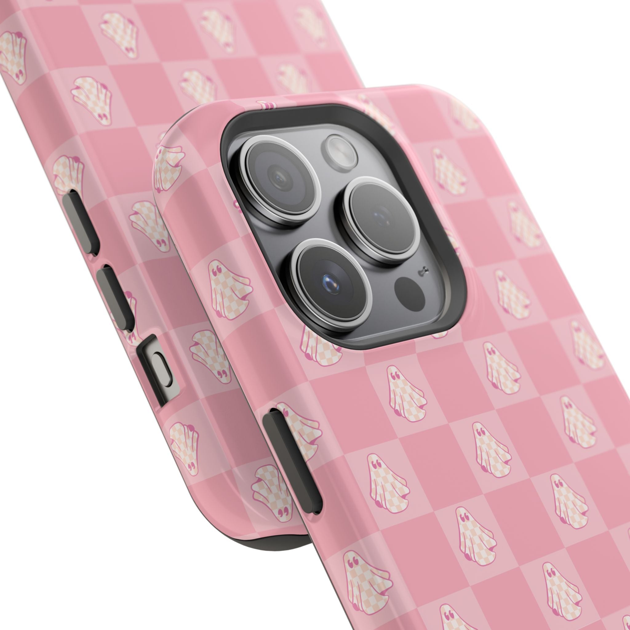Pink Checkered Ghost Magnetic iPhone Case