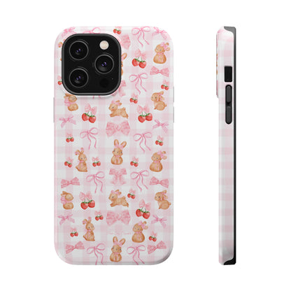 Sweet Baby Bunny Gingham Coquette Magnetic iPhone Case