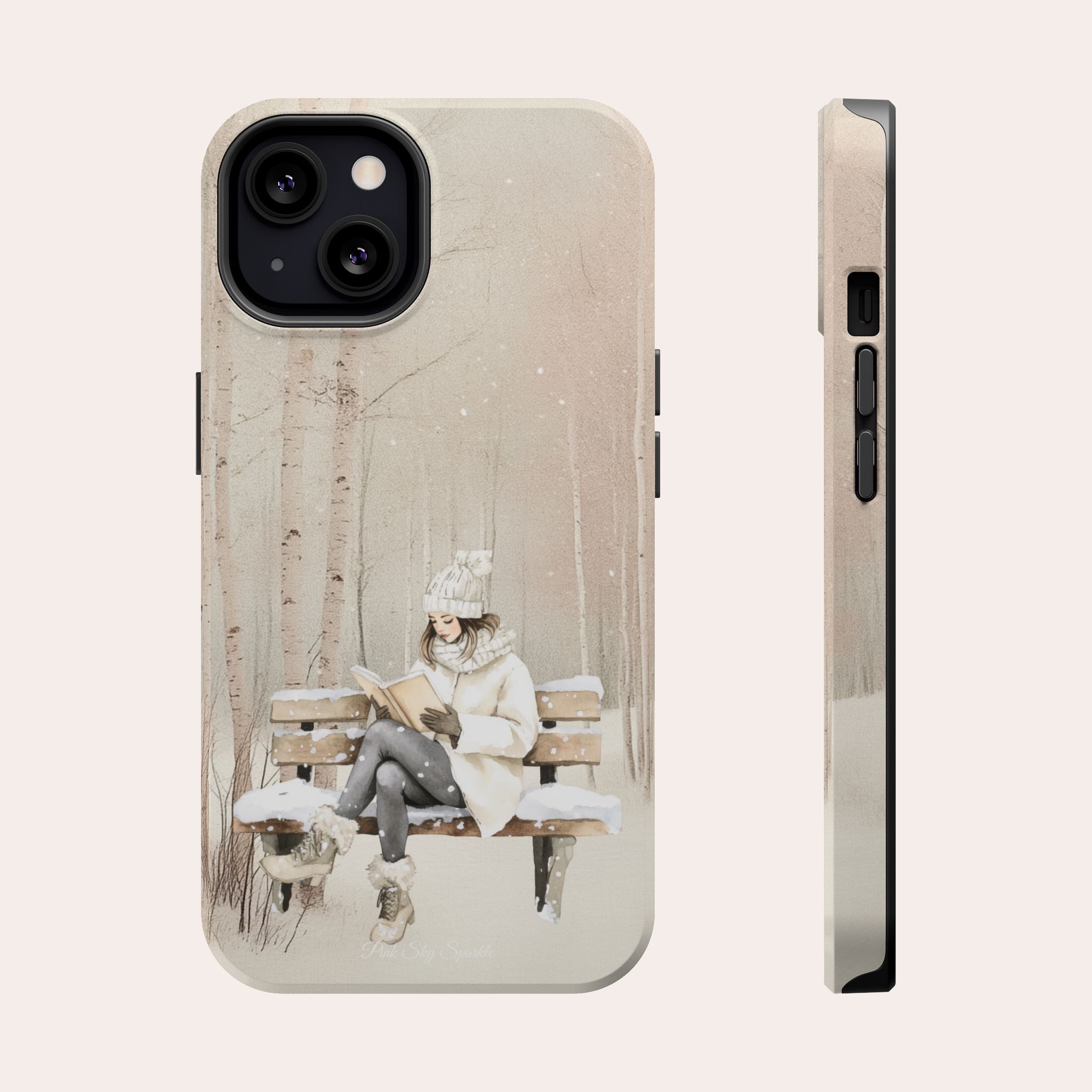 Étui magnétique pour iPhone « Lecture d'hiver »