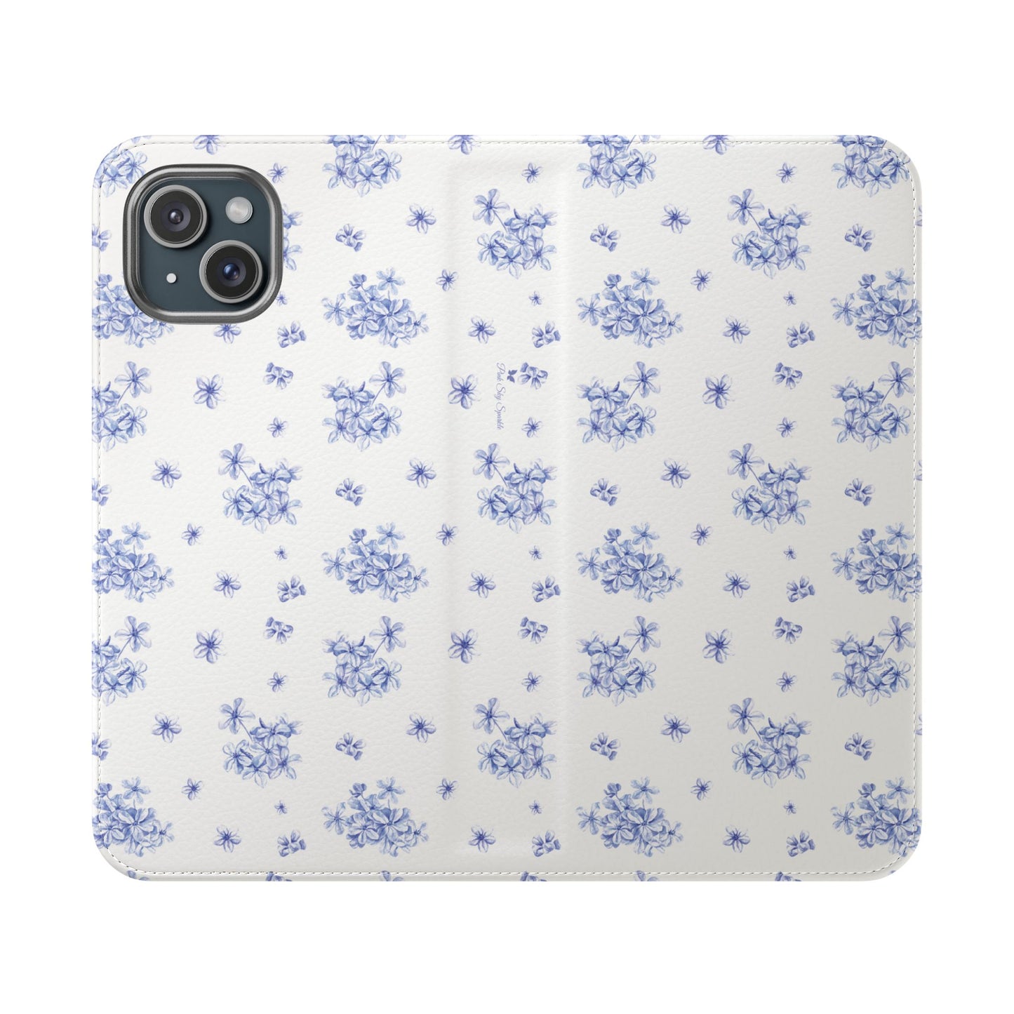 Blue Bloom Wallet Flip Case for iPhone