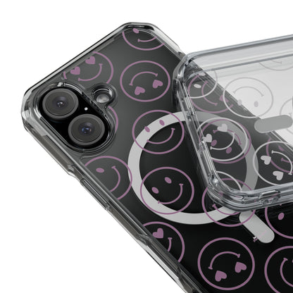 Purple Smilies Magnetic Clear Impact iPhone Case