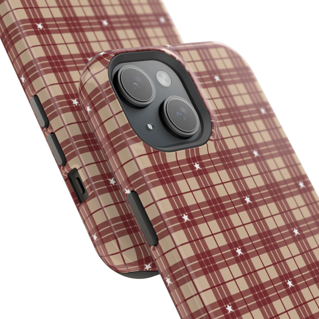 Rustic Plaid Magnetic iPhone Case – Cozy Cabin Christmas Edition