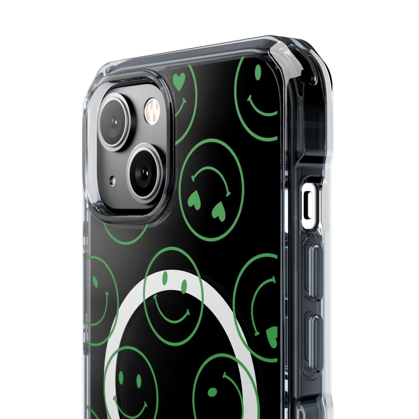 Green Smilies Magnetic Clear Impact iPhone Case