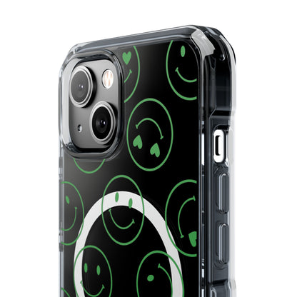 Green Smilies Magnetic Clear Impact iPhone Case