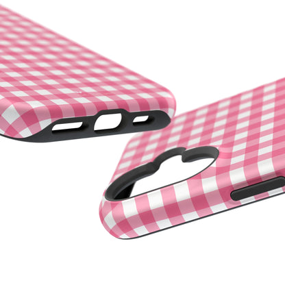 Dark Pink Gingham Magnetic iPhone Case