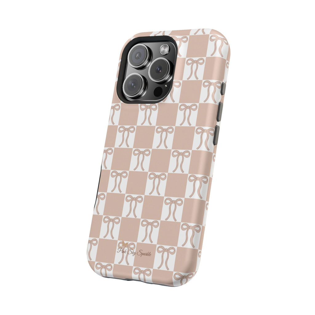 Neutral Checker Bows Magnetic iPhone Case