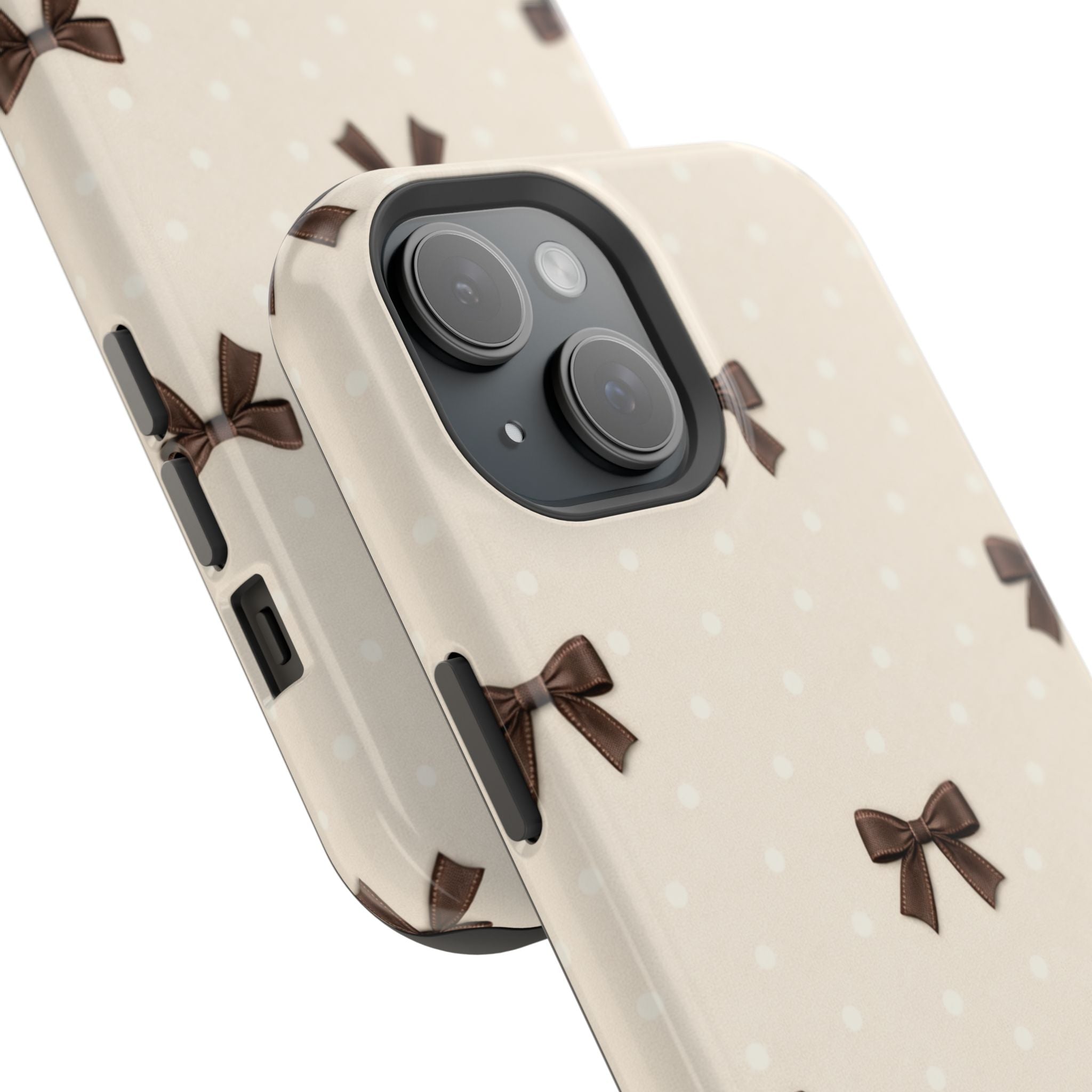 Café Crème Bows MagSafe-Compatible Magnetic iPhone Case