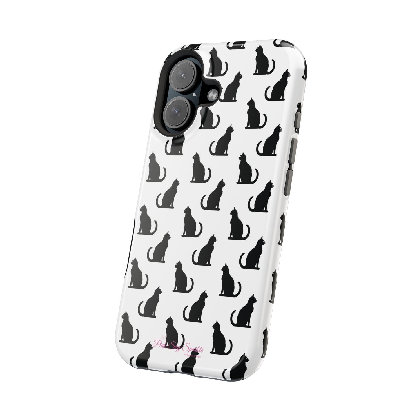 Coque magnétique robuste pour iPhone Motif chat noir